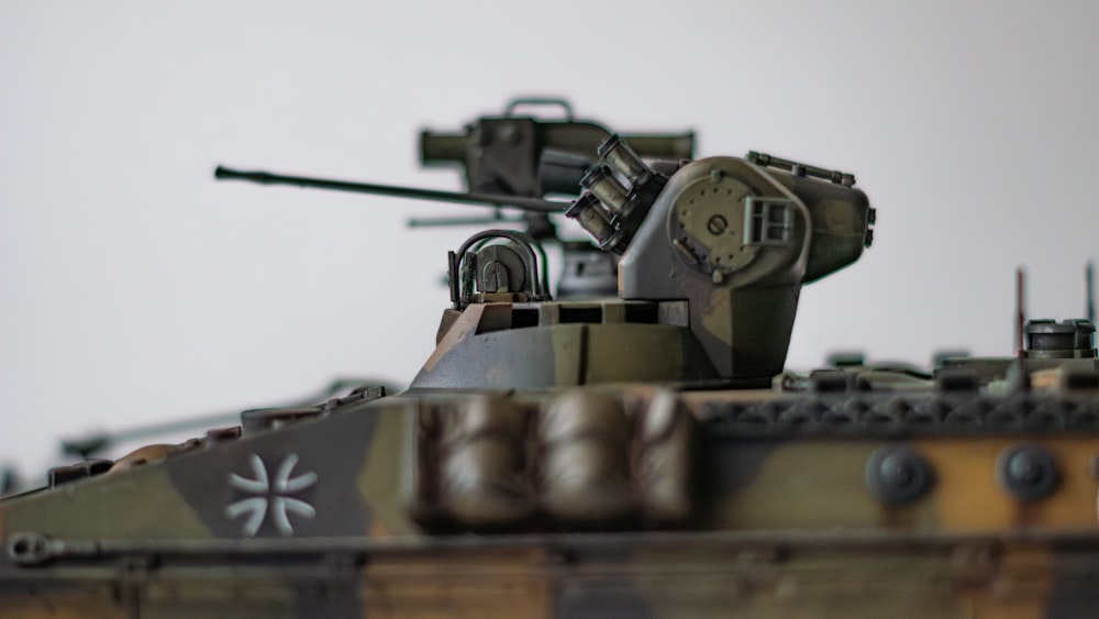 a close up of a tank with a machine on top of it