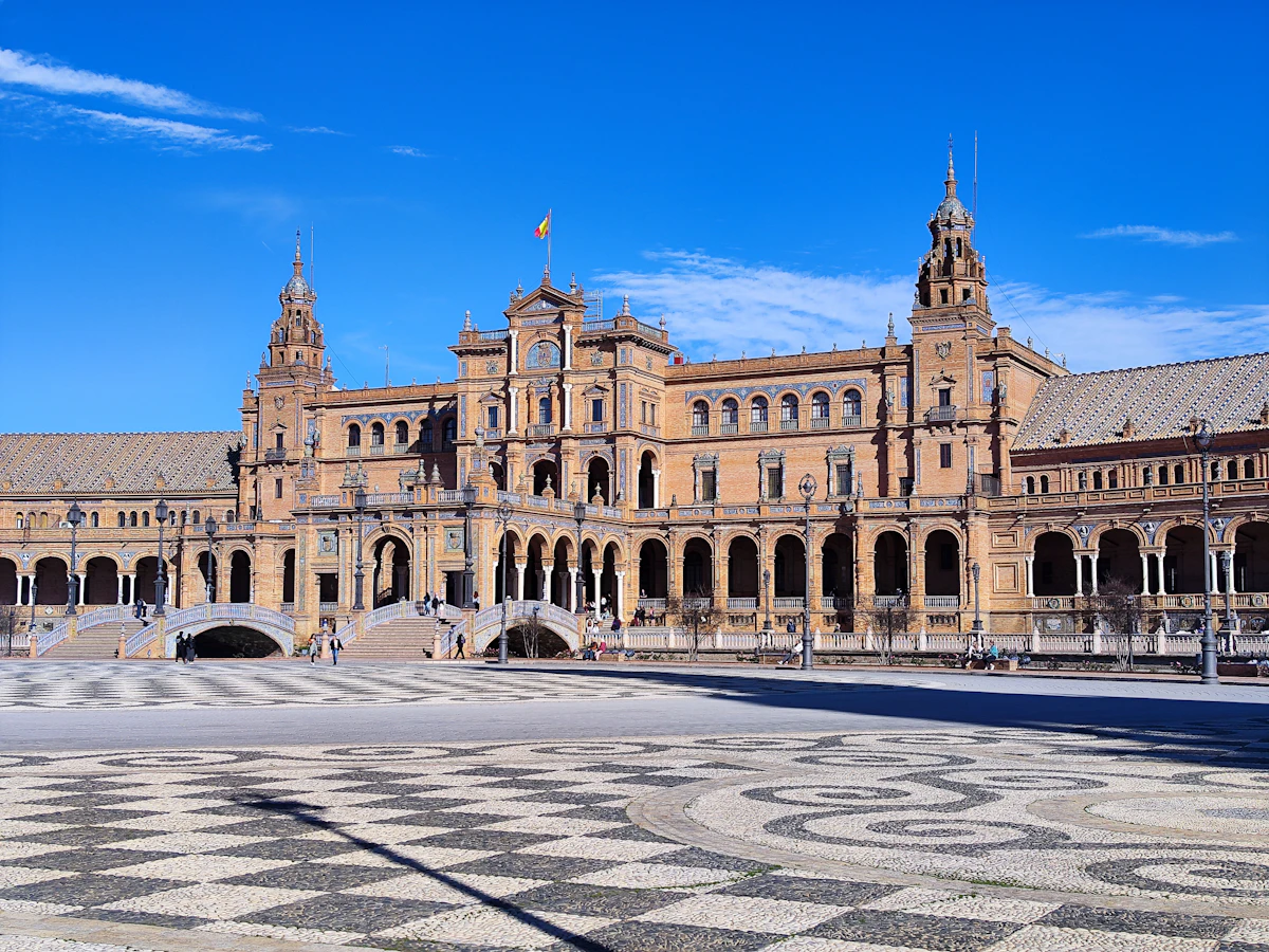 Plaza de España in Seville with its tiled arcades