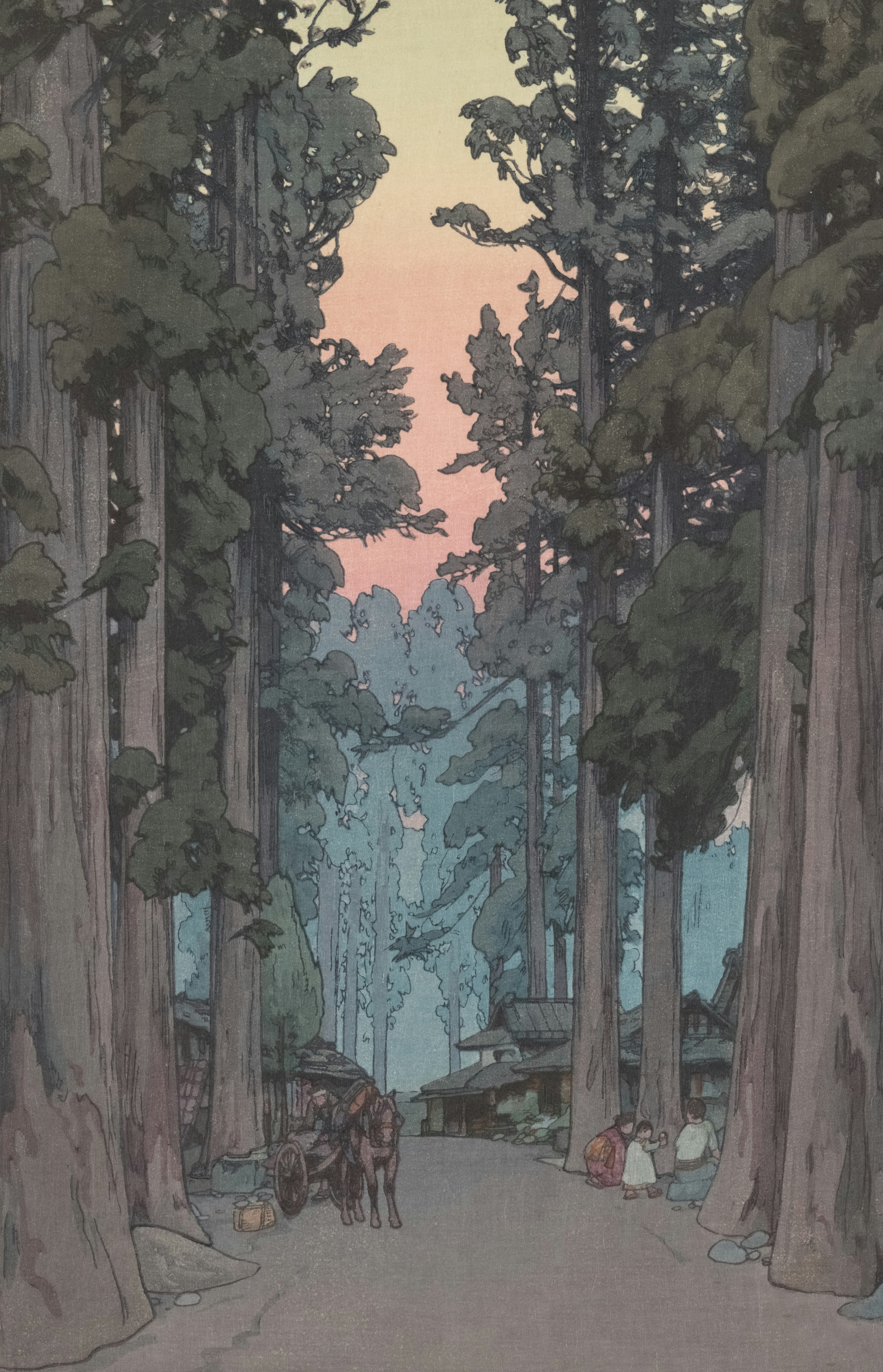 馬の風景画 絵画　森　アート 馬と馬車のある森の絵の写真 – Unsplashの芸術の無料画像