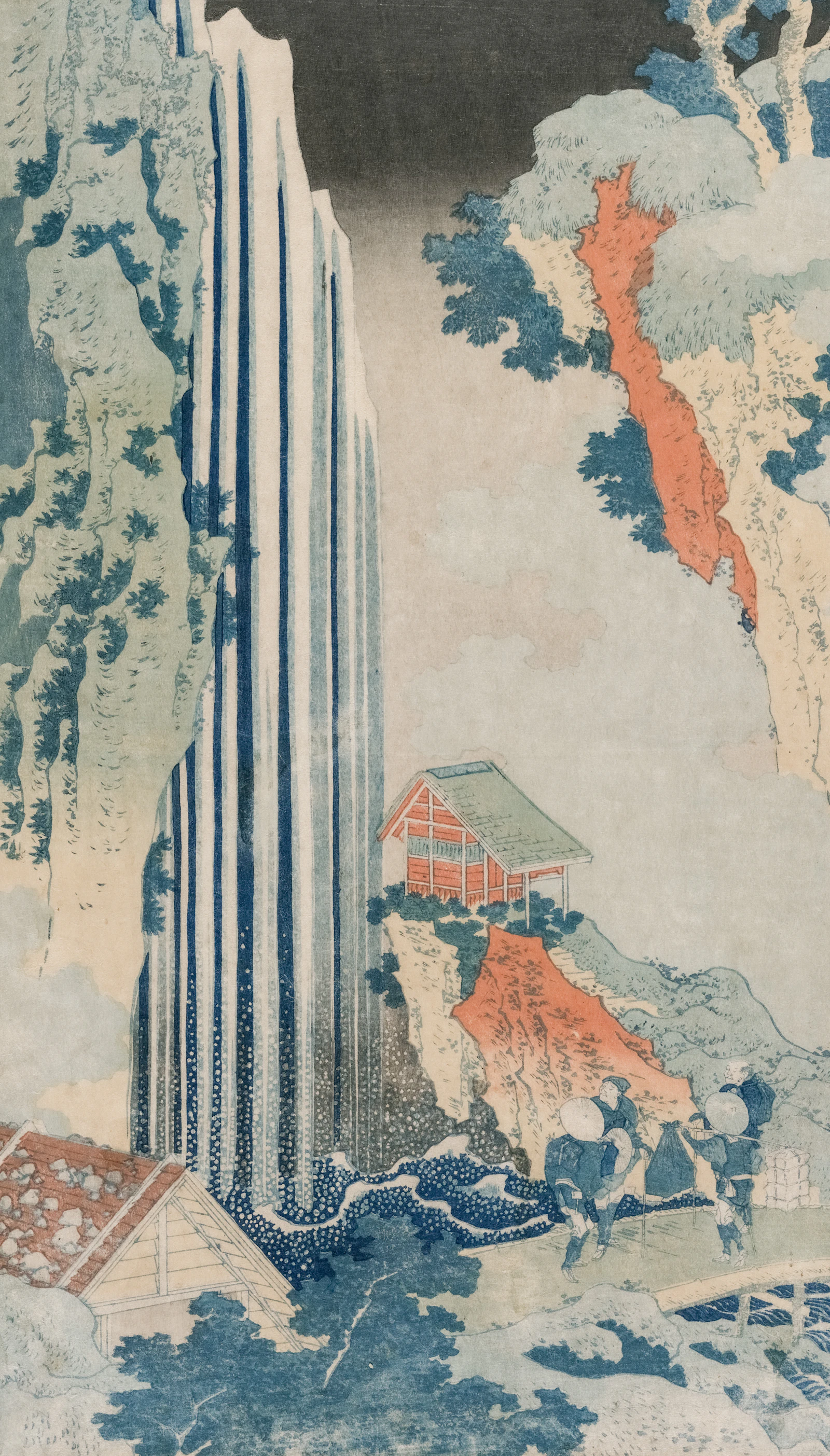 Ono Waterfall on the Kiso Road, ukiyo-e by Katsushika Hokusai, early 1830s