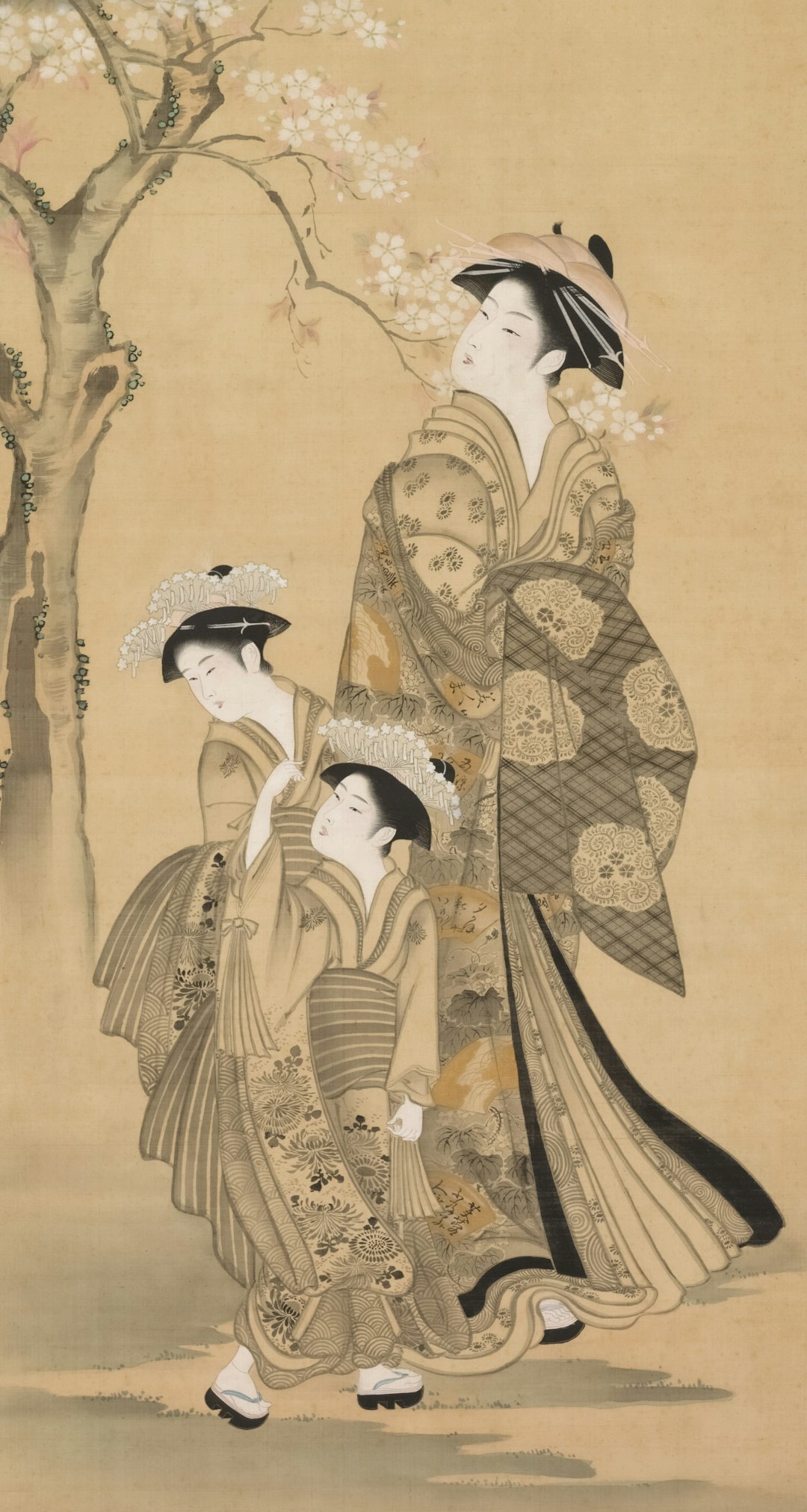 Woman and Two Children early 1900s copy after Kubo Shunman 窪 俊満 (Japanese, 1757–1820) Japan, possibly Meiji period (1868-1912) Hanging scroll; color and gold on silk Gift of Mrs. John A. Hadden 1949.382 https://www.clevelandart.org/art/1949.382