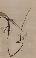 a painting of a bird sitting on a branch