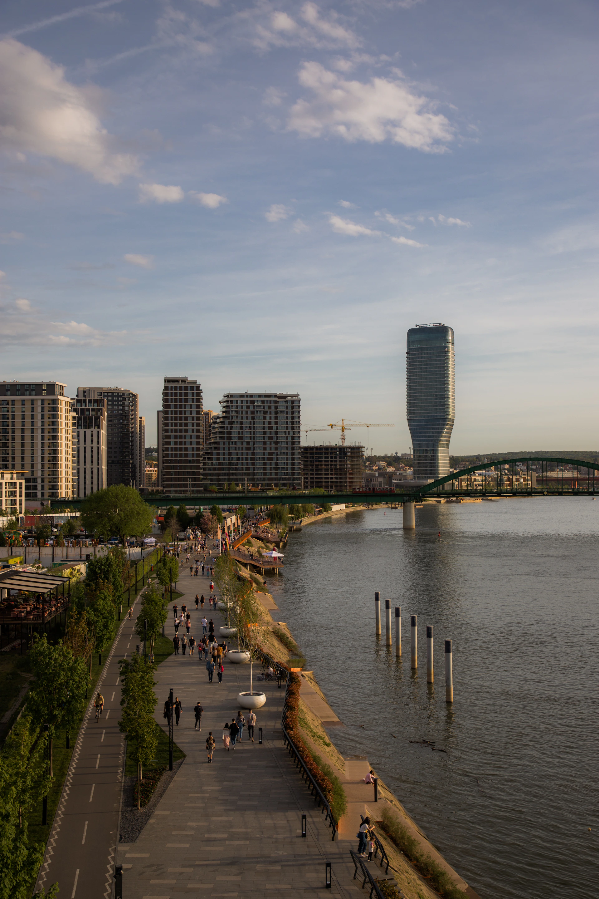 a view of a body of water with a bridge in the background