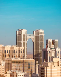 a view of a city with tall buildings