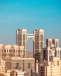 a view of a city with tall buildings