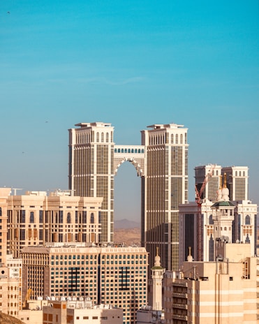 a view of a city with tall buildings