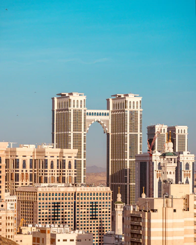 a view of a city with tall buildings