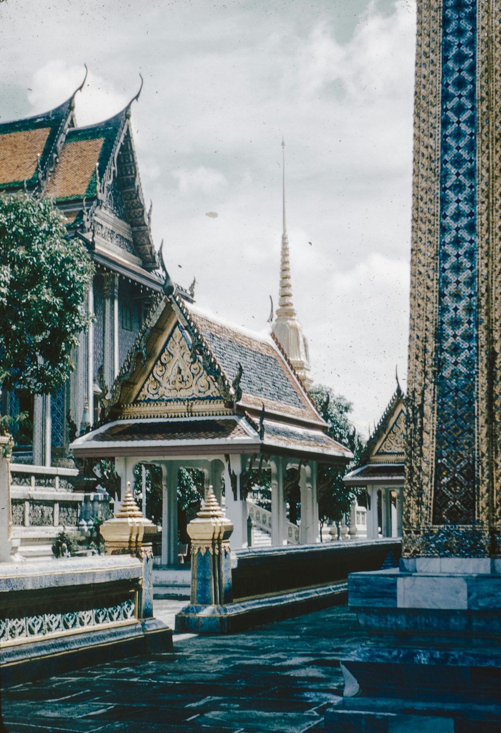 a building with a clock tower in the background