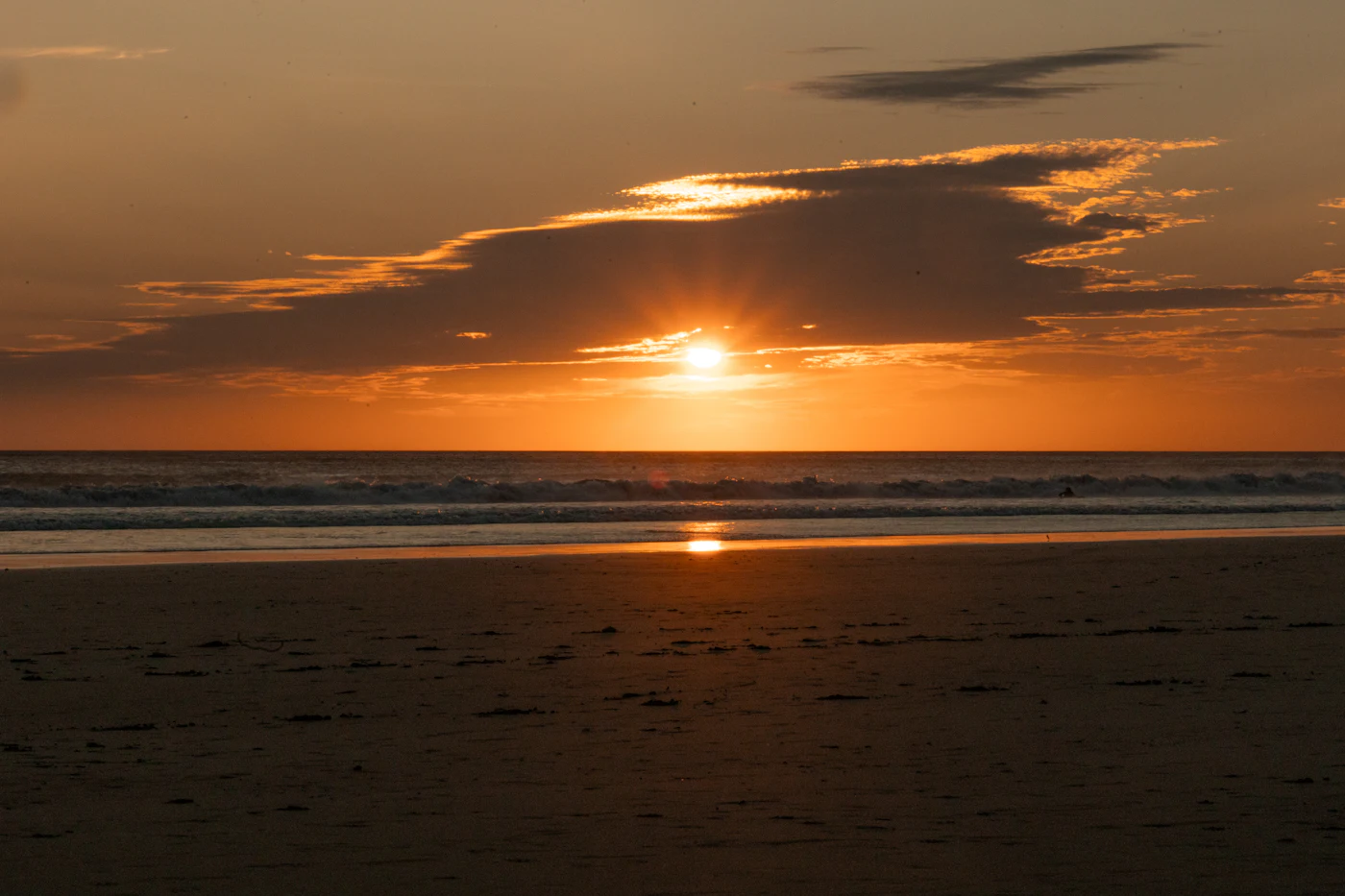 Sunset over the Pacific at Playa Maderas near San Juan del Sur