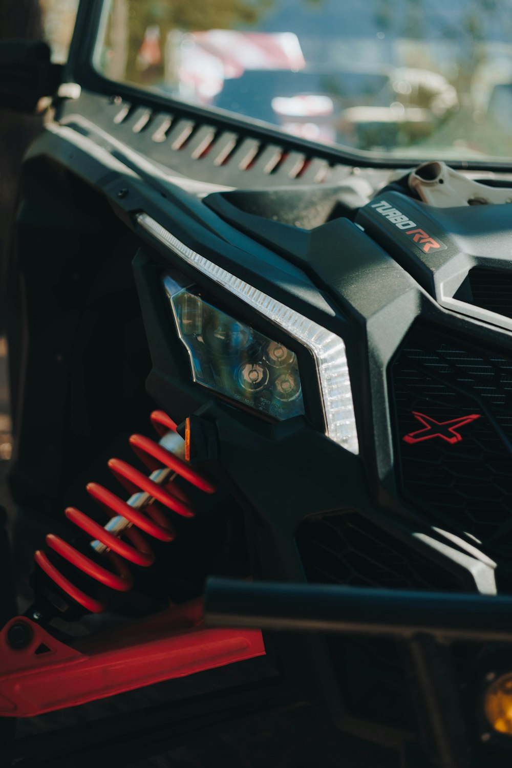 a close up of the front bumper of a vehicle