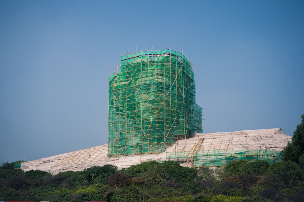 a large building with scaffolding on top of it