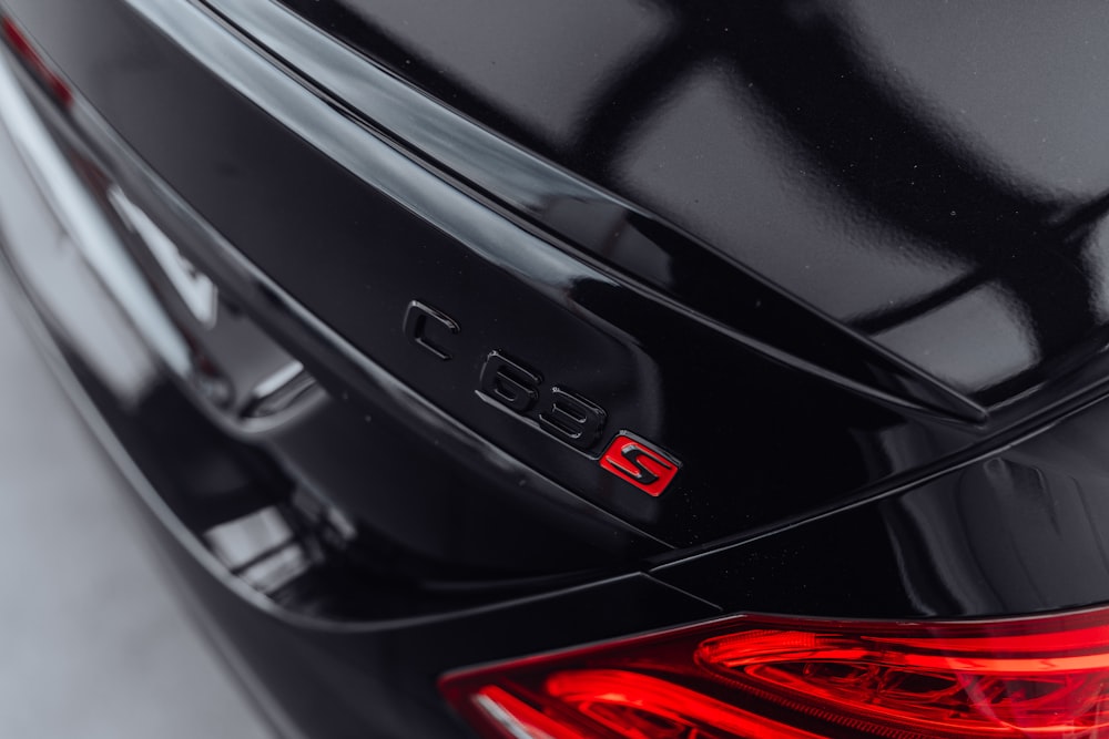 a close up of the tail light of a car