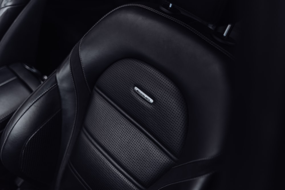 a close up of the seats in a car