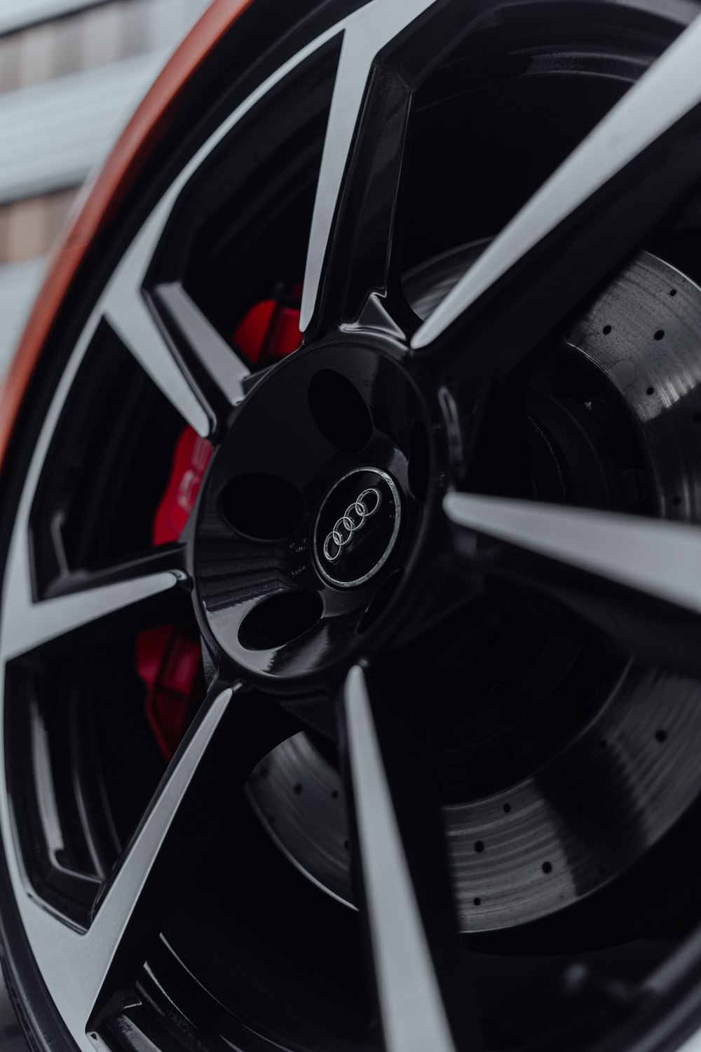 a close up of a tire on a car