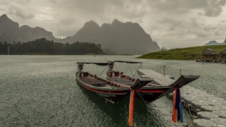 a couple of boats that are sitting in the water
