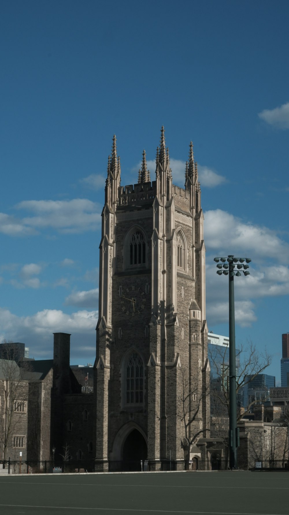 a tall building with a clock on the front of it