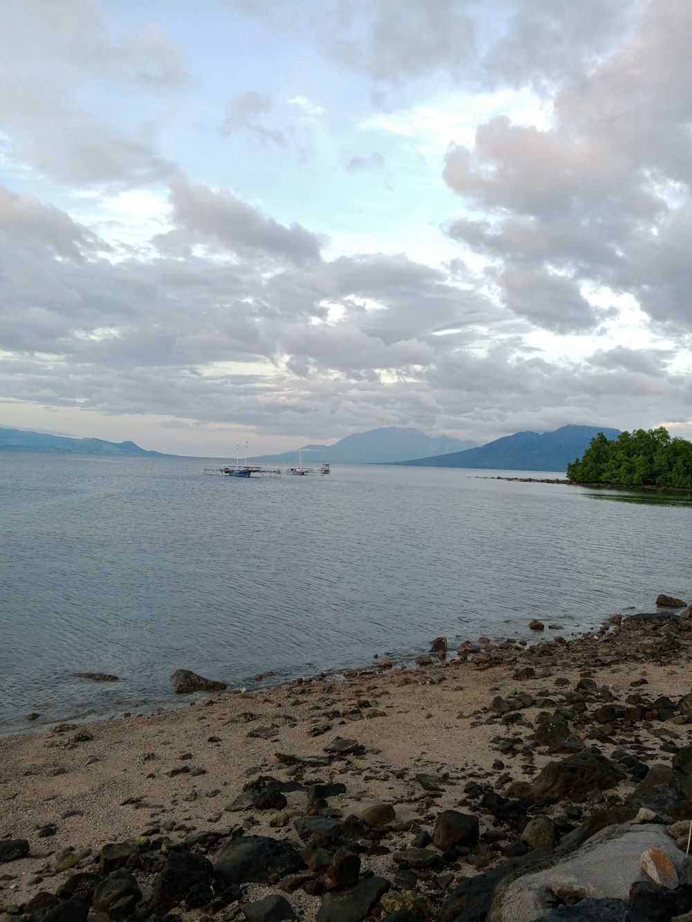 a body of water surrounded by rocks and trees