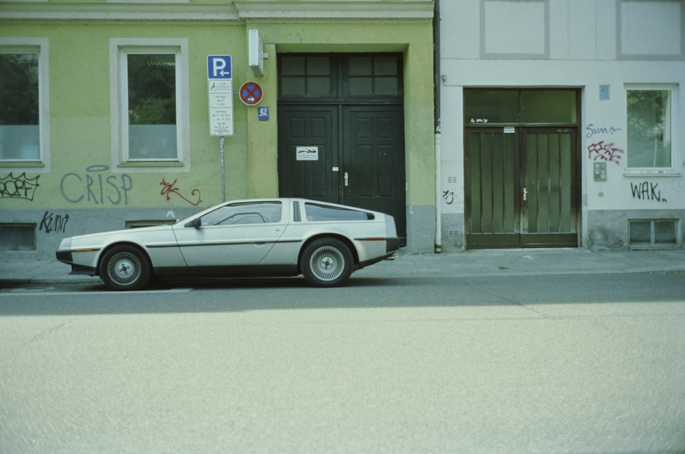 a car parked on the side of a street