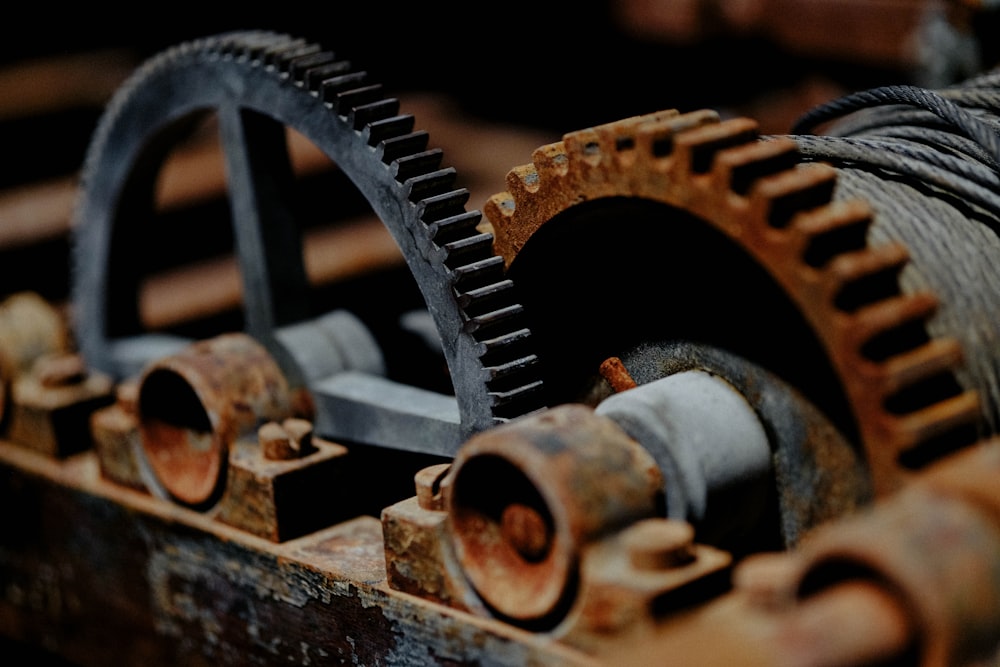 a close up of a metal gear wheel