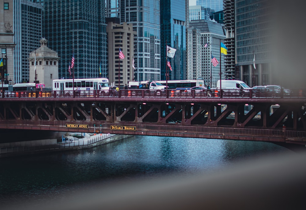 a bridge over a body of water in a city