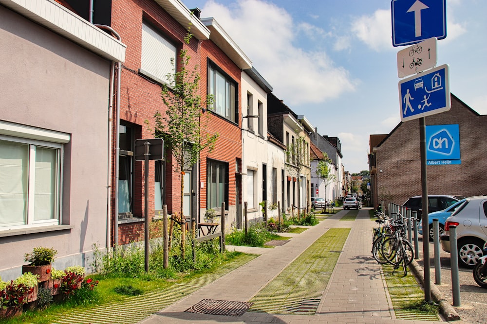 a row of houses on a city street