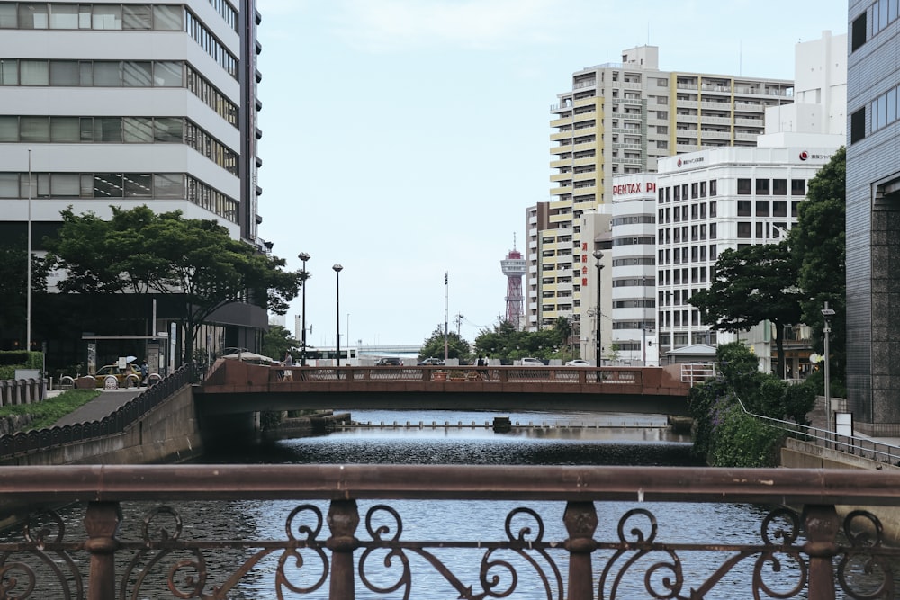 a bridge over a river in a city
