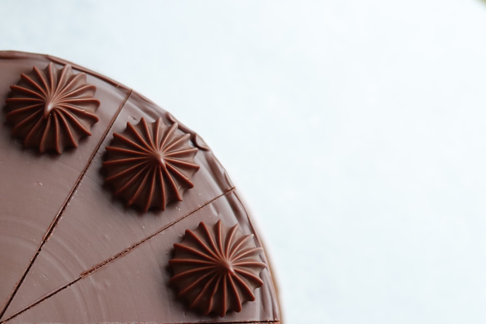 a close up of a piece of chocolate on a plate
