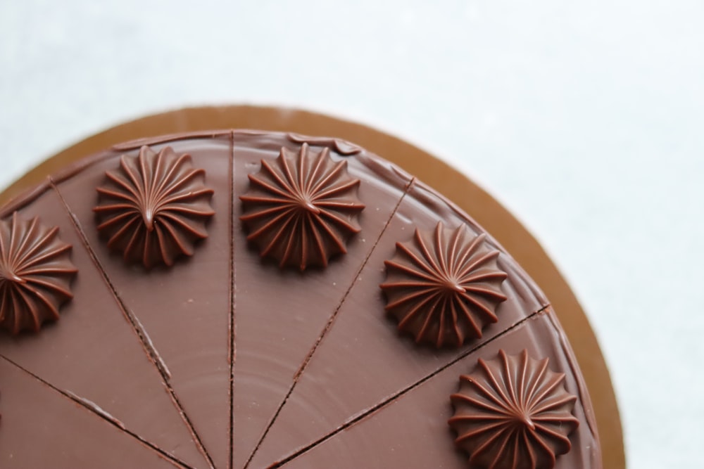 a close up of a chocolate cake on a plate
