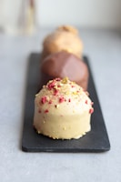 a close up of a cake on a plate