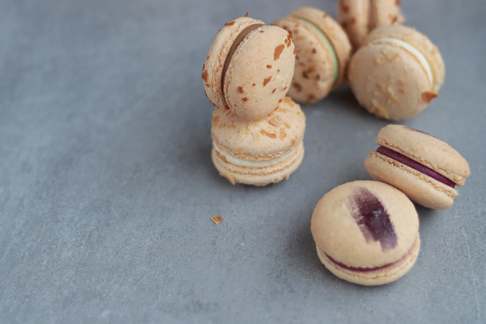 a group of macaroons sitting on top of a table