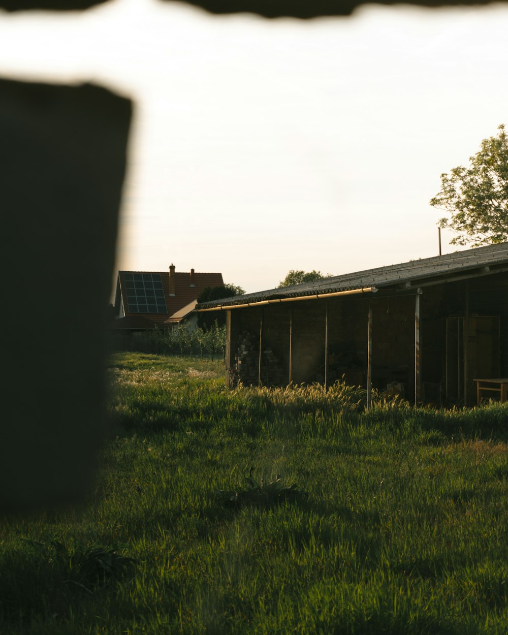 a house in the middle of a grassy field