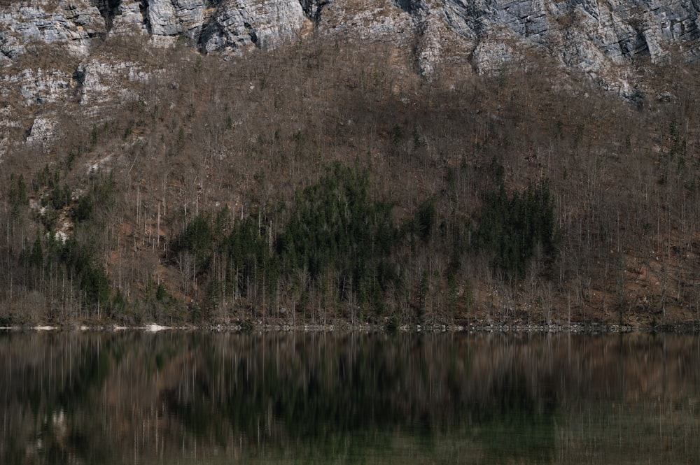 a mountain with a lake in front of it