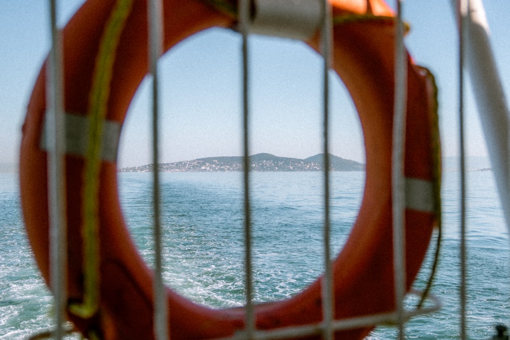 a life preserver in the middle of a body of water