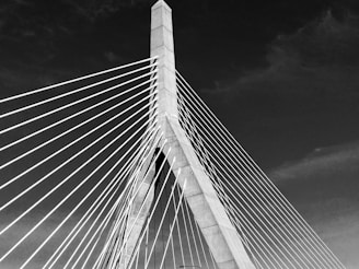 a black and white photo of a bridge