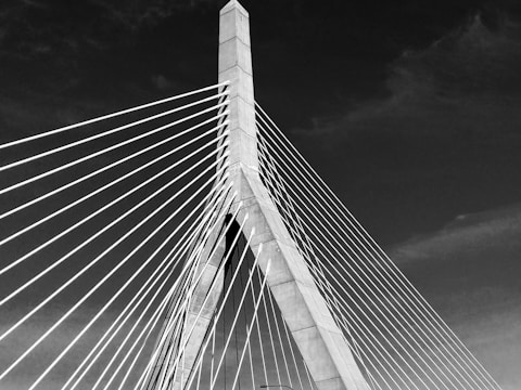 a black and white photo of a bridge