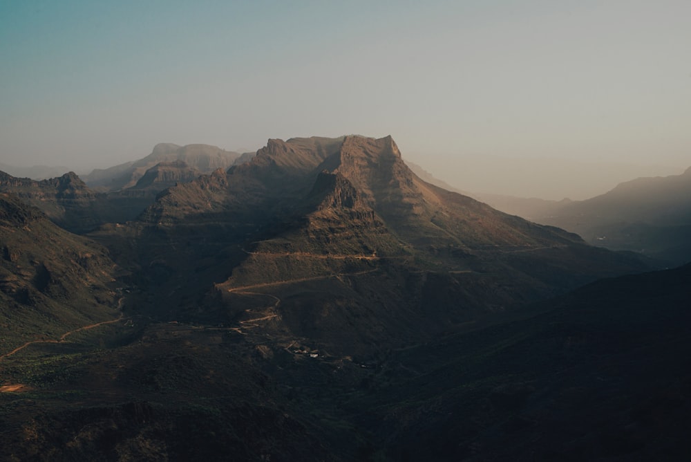 a view of a mountain range from a plane