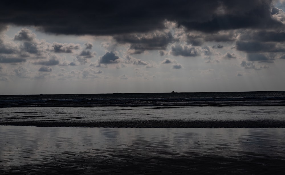 a large body of water under a cloudy sky