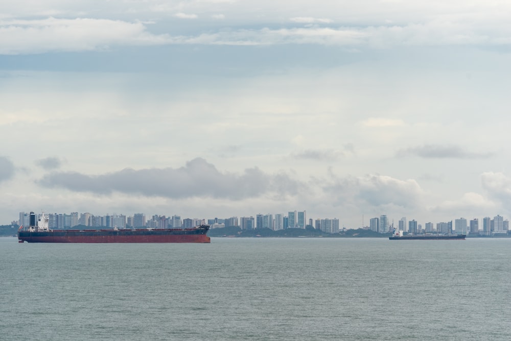 a large cargo ship in a large body of water