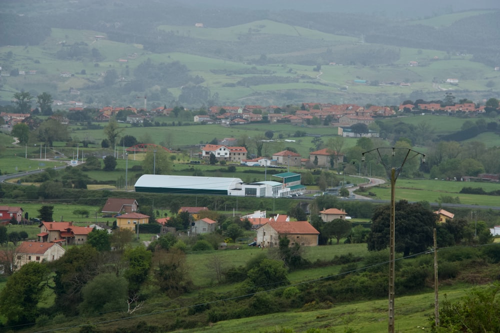 a view of a small town in the distance