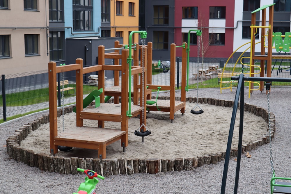 a children's play area in a city park