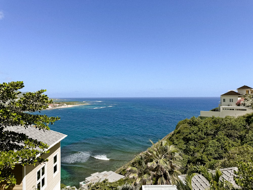 a view of a body of water from a hill