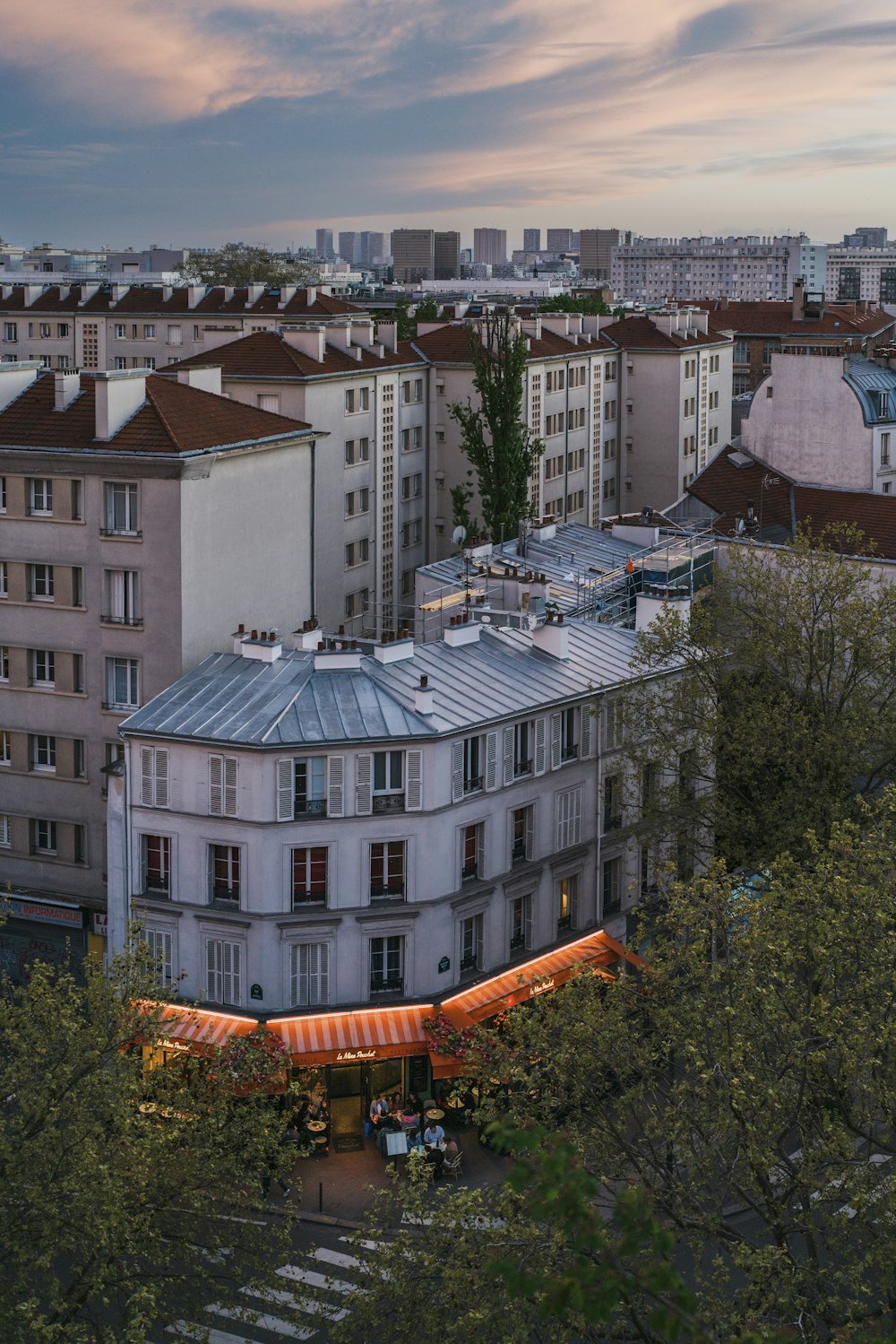 a view of a city from a tall building