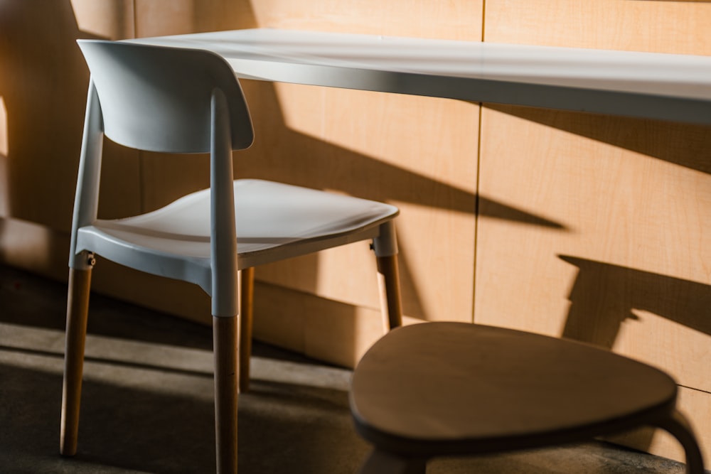 a chair and a table in a room