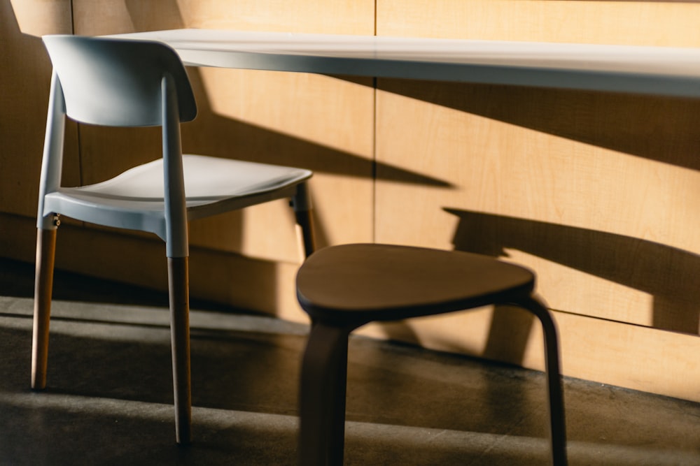 a chair and a table in a room