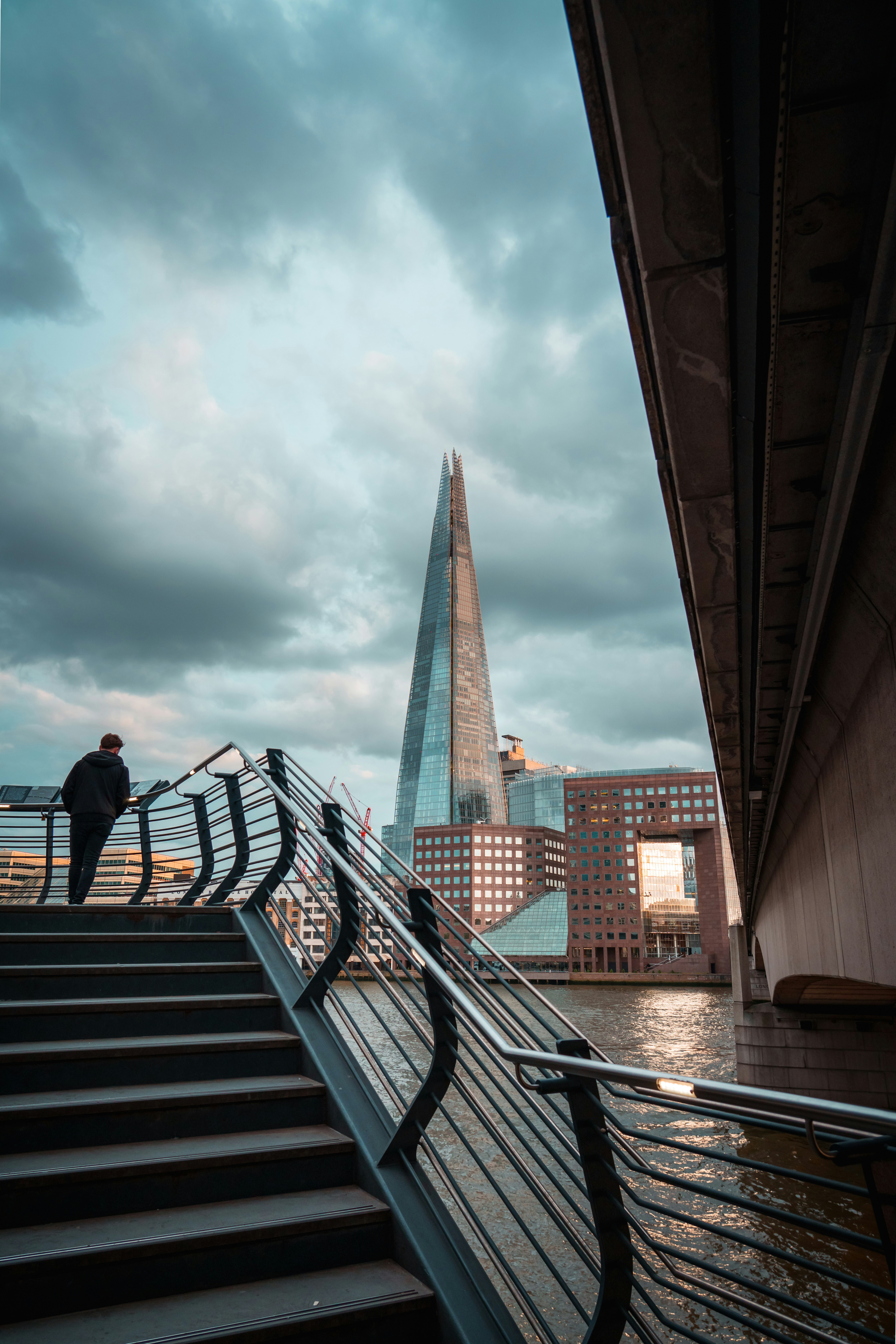 a man walking down a flight of stairs