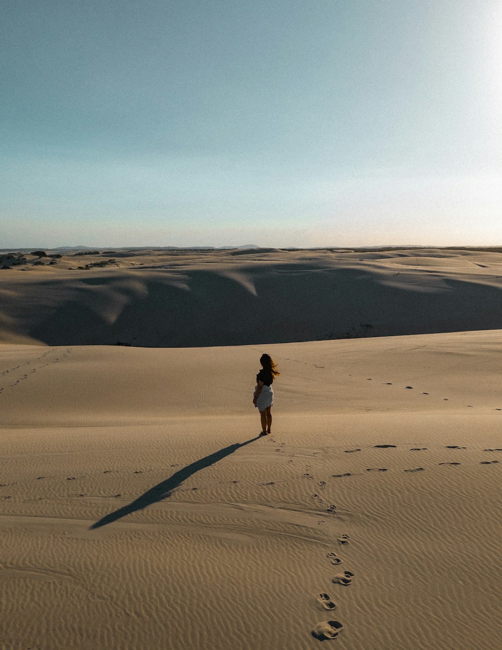 a person standing in the middle of a desert