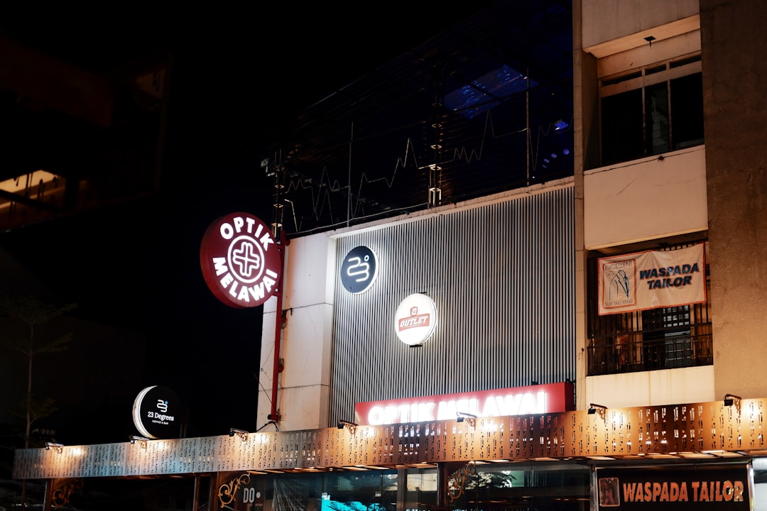 Photo of the building at night