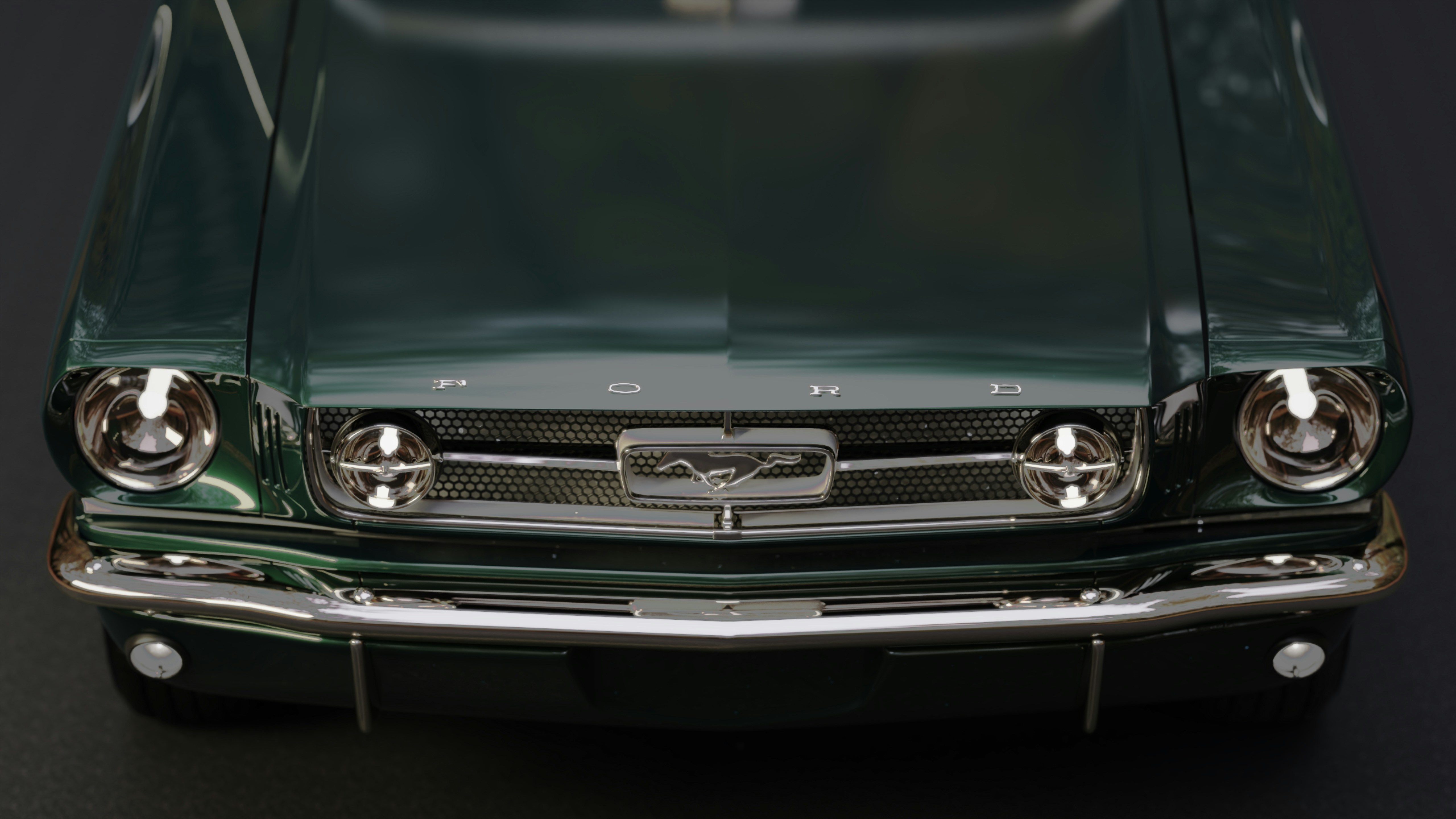 Classic Ford Mustang fastback on an open American highway — the iconic pony car that defined a generation since 1964