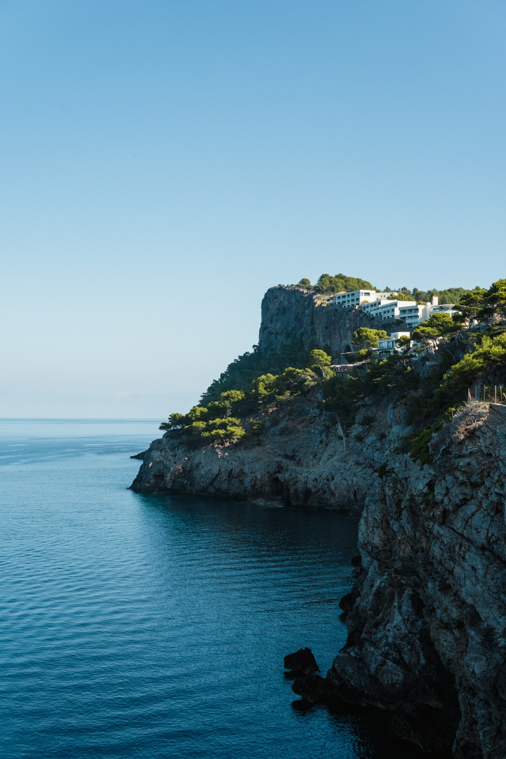 a view of the ocean from a cliff