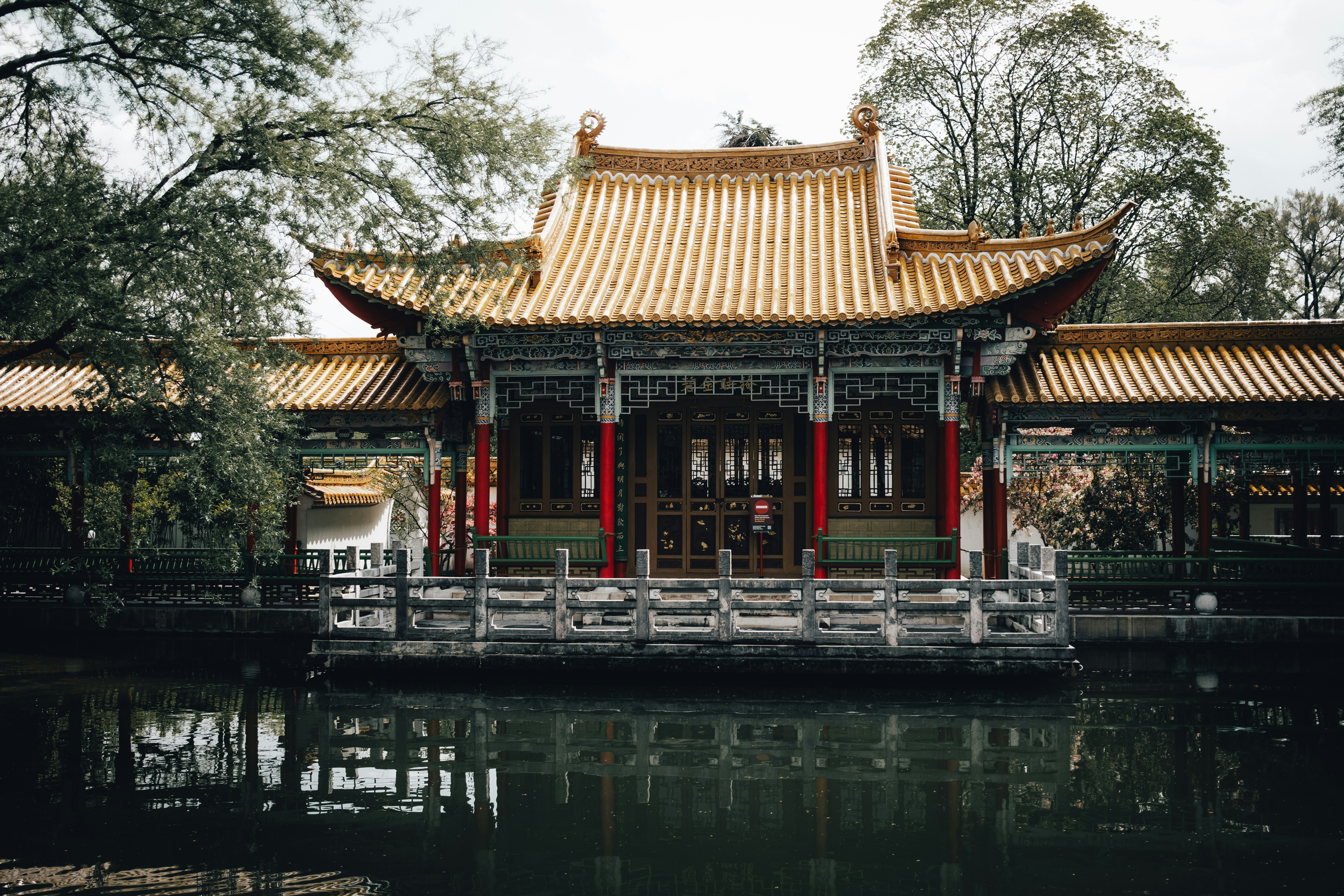 a building that is next to a body of water